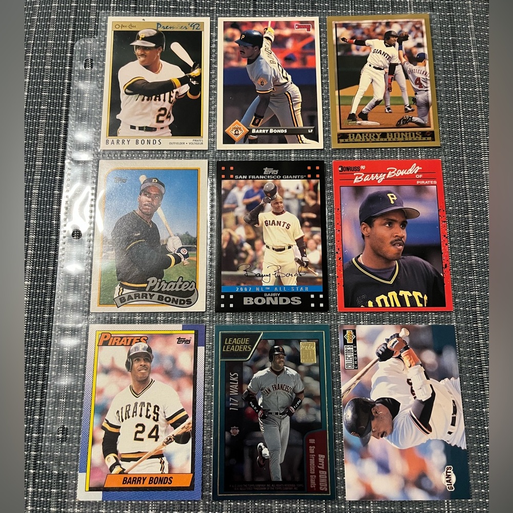 ⚾️ Barry Bonds MLB Baseball Trading Cards, Lot of 9
